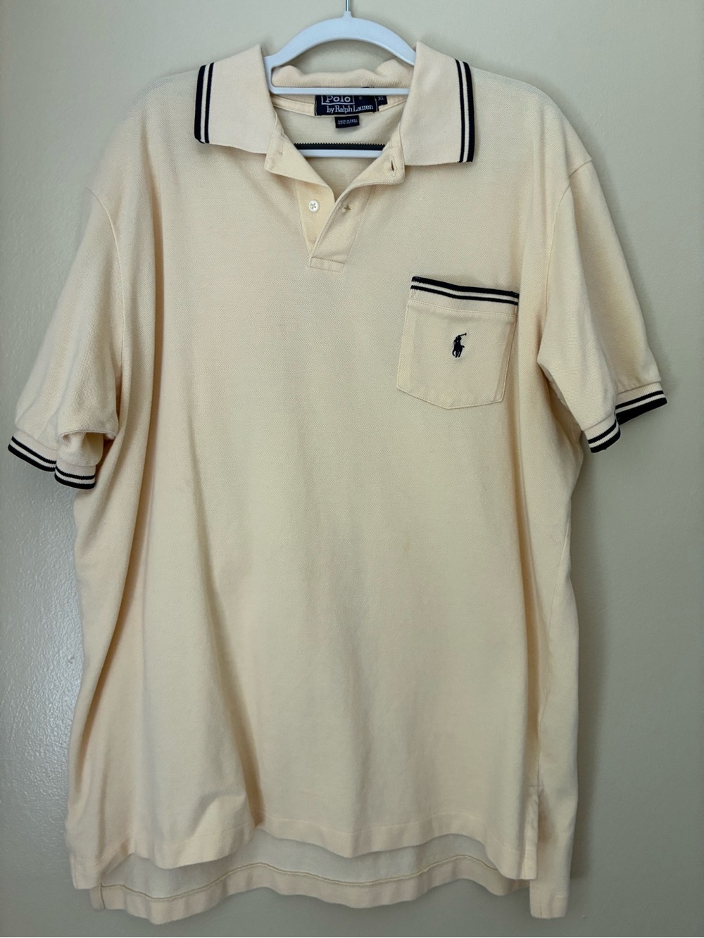 Polo by Ralph Lauren Cream Polo with Black Trim Pocket